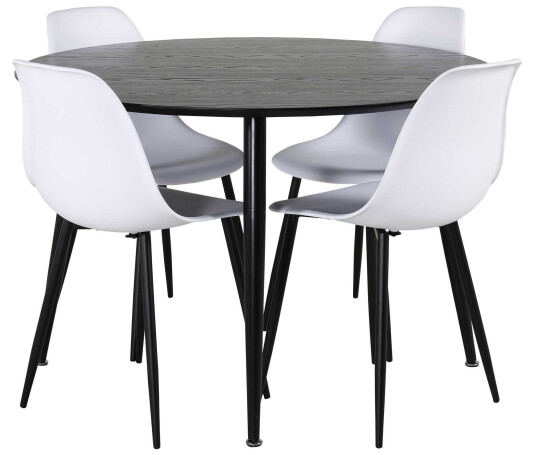 Venture Design Dipp & Polar spisegruppe Svart/hvit 4 st stoler & bord 115 cm