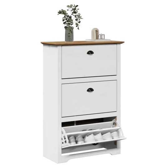Skostativ BODO hvit og brun 80x35x118 cm 8721158392886 Skostativ BODO hvit og brun 80x35x118 cm 8721158392886