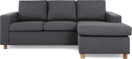 Crazy 3 seters Vendbar L formet Sjeselongsofa i Stoff Mørk grå