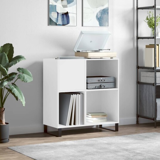 Hifi benk hvit 84,5x38x89 cm konstruert tre