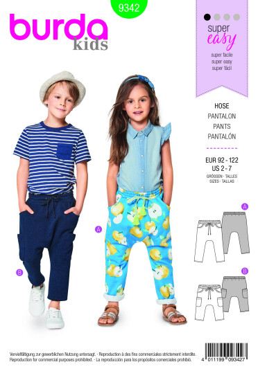 Burda 9342 - Bukse EUR: 92-122, US:2-7