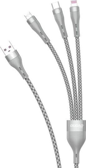 Kabel Usb Dudao Usb-A - Usb-C + Microusb + Lightning 1.2 M Szary (6973687242220)
