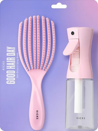 Kicks Beauty Spray Bottle & Claw Brush Set Pink
