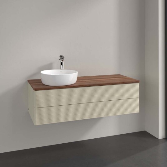 Villeroy & Boch Antao Servantskap med 2 skuffer 120x50x36 cm u/lys Grå Matt/Valnøtt Villeroy & Boch Antao Servantskap med 2 skuffer 120x50x36 cm u/lys Grå Matt/Valnøtt