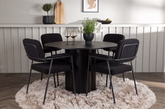 Venture Home Olivia Matgruppe 110 cm Rund med 4 Yesterday Stoler Sort