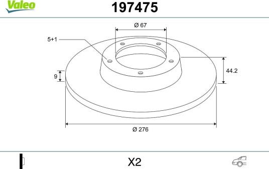 Bremseskive VALEO 197475