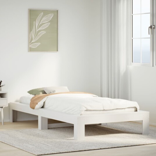  Sengeramme uten madrass hvit 90x190 cm heltre furu 8721158369659