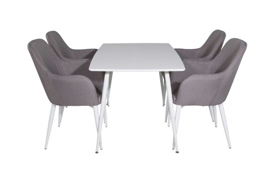 Venture Design Polar & Comfort spisegruppe Hvit/grå 4 st stoler & bord 120 x 80 cm