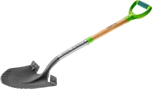 Verto 15G001 Spade Sort Grønn Tre Round Point Ergonomisk D Formet 29 Cm