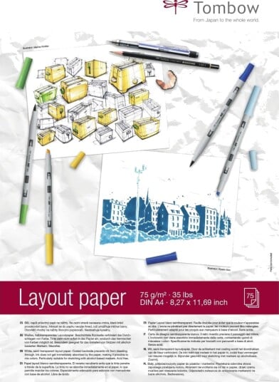 Tombow Layout Blok A4 75G Hvid Med 75 Ark