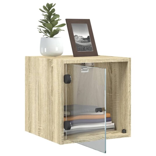 Nattskap med glassdører sonoma eik 35x37x35 cm 8721012214163