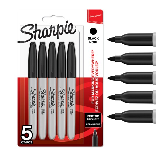 Sharpie Permanent Markers Fine Point Svart 5 Count Sharpie Permanent Markers Fine Point Svart 5 Count