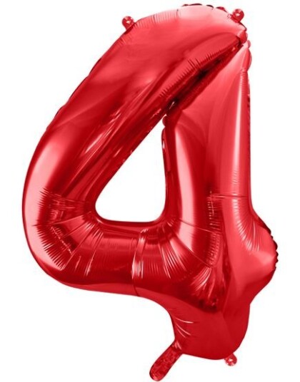 Tallet 4 Metallisk Røde JUMBO Tallballonger 86 cm