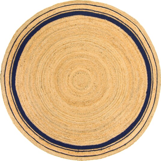 Runde tepper Bundi jute/blå Størrelse: ø 80 cm Runde tepper Bundi jute/blå Størrelse: ø 80 cm