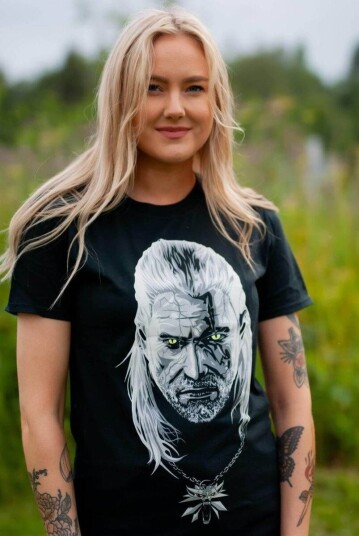 The Witcher T-skjorte Glowing Geralt - L - Voksen - 100% bomull The Witcher T-skjorte Glowing Geralt - L - Voksen - 100% bomull