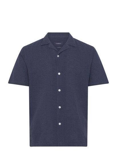 Lindbergh Casual Linen Blend Resort S/Scasual Linen Blend Resort S/S   Navy   L