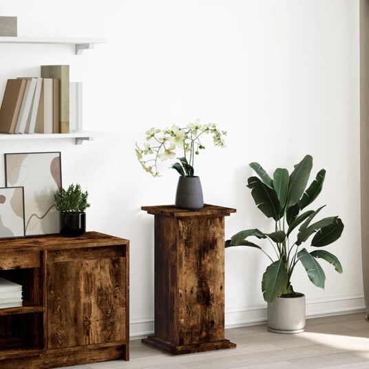 Pidestall med oppbevaring røkt eik 31x30x60 cm konstruert tre Pidestall med oppbevaring røkt eik 31x30x60 cm konstruert tre