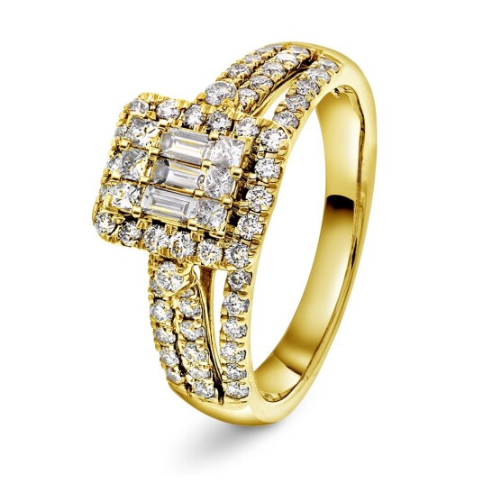 Elizabeth, Ring i 585 gult gull med diamanter, størrelse 58