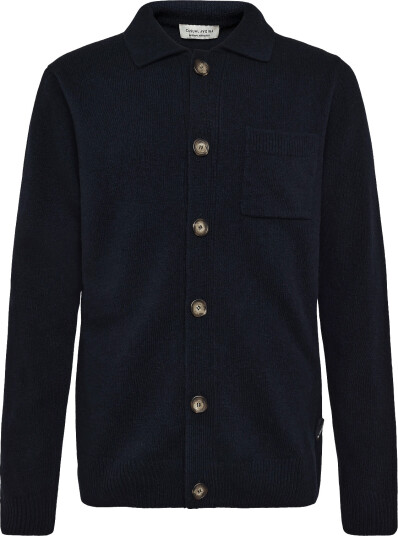 Casual Friday Cfrio Lambswool Polo Cardigan   Navy   L