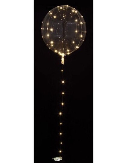 Amscan Gjennomsiktig Folieballong 40 cm med Gule LED Lys Lenke 5m