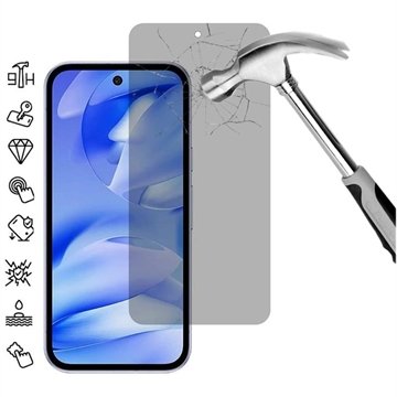 Google Pixel 9a Privacy Full Cover Beskyttelsesglass Svart Kant