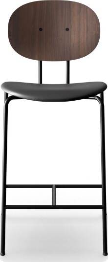 Sibast Furniture Piet Hein Barkrakk Sort i Valnøtt og Sort Skinn