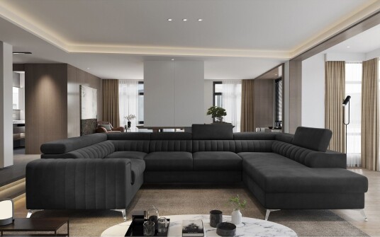 Kotori Hjørnesovesofa m. Sjeselong   Mørkegrå