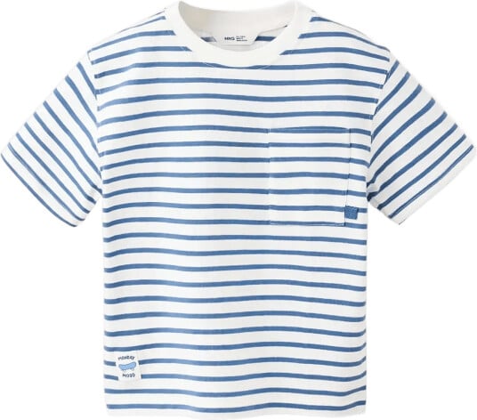 Mango Chest Pocket Striped T Shirt   White   2 3