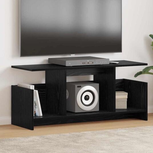 TV benk Svart Eik 102 x 35 x 45 cm Konstruert tre TV benk Svart Eik 102 x 35 x 45 cm Konstruert tre