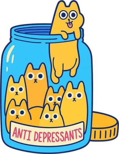 Klistremerke   Anti Depressants Cats   4 Klistremerker