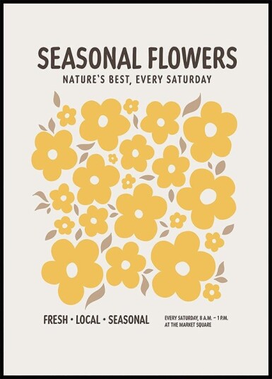 Farmers Market Flowers Yellow Plakat Plakat / 70x100cm Farmers Market Flowers Yellow Plakat Plakat / 70x100cm
