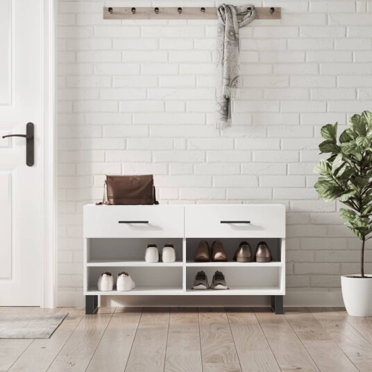 vidaXL Skobenk hvit 102x35x55 cm konstruert tre vidaXL Skobenk hvit 102x35x55 cm konstruert tre