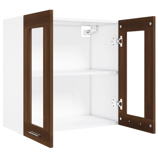 vidaXL Vegghengt glasskap brun eik 60x31x60 cm konstruert tre