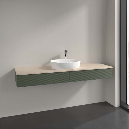 Villeroy & Boch Antao Servantskap med 2 skuffer 160x50x19 cm m/lys Grønn Matt/Crème