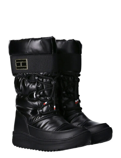 Tommy Hilfiger Tommy Hilfiger Snow Boots Faux Leather/Nylon Fabric - Black - 32/21CM Tommy Hilfiger Tommy Hilfiger Snow Boots Faux Leather/Nylon Fabric - Black - 32/21CM