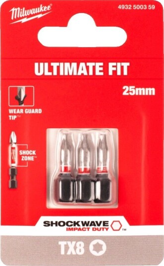 Milwaukee Shockwave Torxbits TX8 25 mm 3-pk