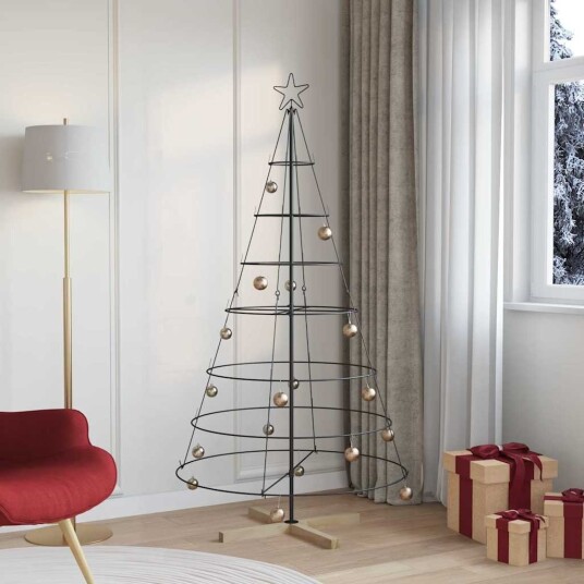 Julekjegle Tre med stativ Svart 180 cm Stål