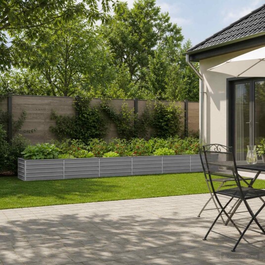 vidaXL Hevet Hagebed Grå 600 x 80 x 55 cm kaldvalset stål