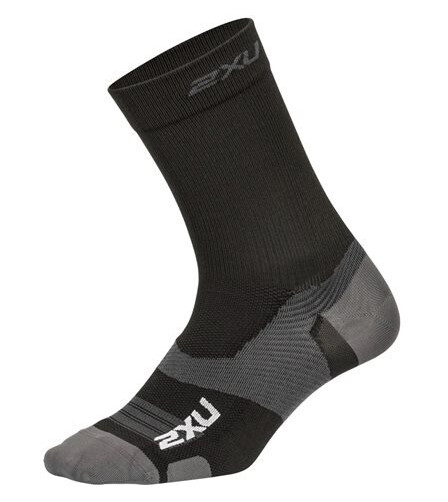 2XU Vectr Light Cushion Crew Sock Unisex Black/Titanium L 2XU Vectr Light Cushion Crew Sock Unisex Black/Titanium L