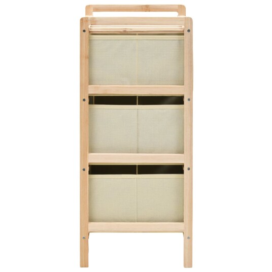 vidaXL Oppbevaringshyller 2 stk med 3 stoffkurver beige sedertre