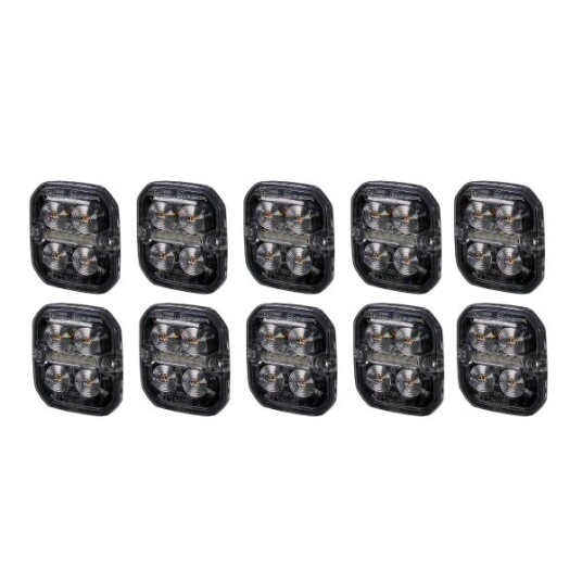Varsellys / Posisjonslys PURELUX Strobe Ultra Slim Square Oransje/Rød / 12/24V / 8W / 60 mm 10 stk