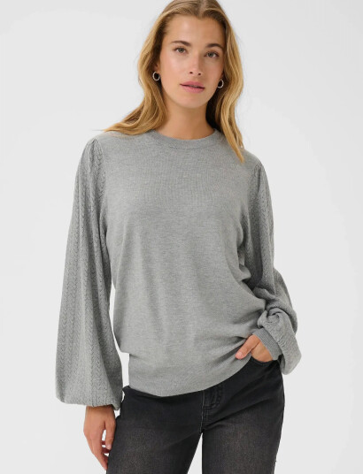 Kaffe Kalone Pointelle Pullover - Grey - XS Kaffe Kalone Pointelle Pullover - Grey - XS