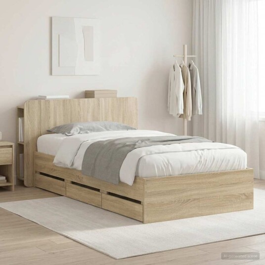  Sengeramme med oppbevaring Sonoma eik 80 x 200 cm