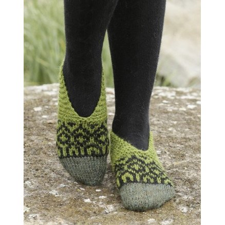 Olive Love by DROPS Design Tøfler Strikkeoppskrift str 35 42