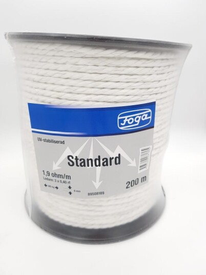 Ledd Elektrisk tau Standard 8mm 200m Hvit