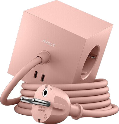 Avolt Square 1 w/30W Dual USB-C & Magnetic Base 1,8m Old Pink