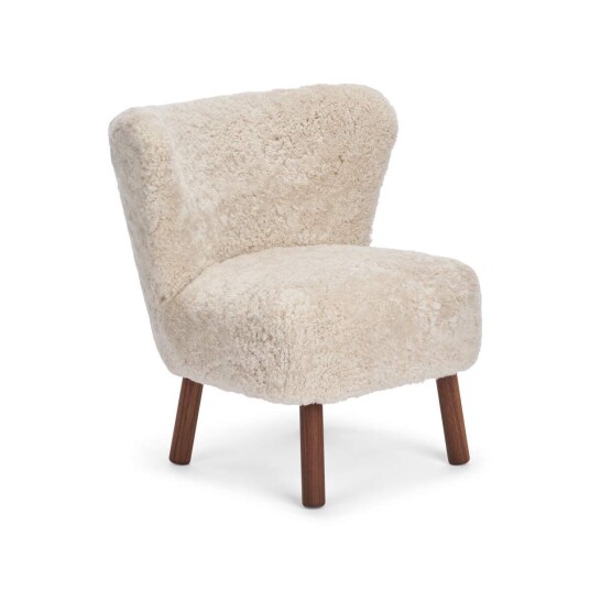 Natures Collection Emily Lounge Chair Korthåret Beige Valnøtt