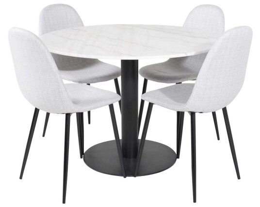 Venture Design Estelle & Polar spisegruppe Hvit/grå 4 st stoler & bord 106 cm