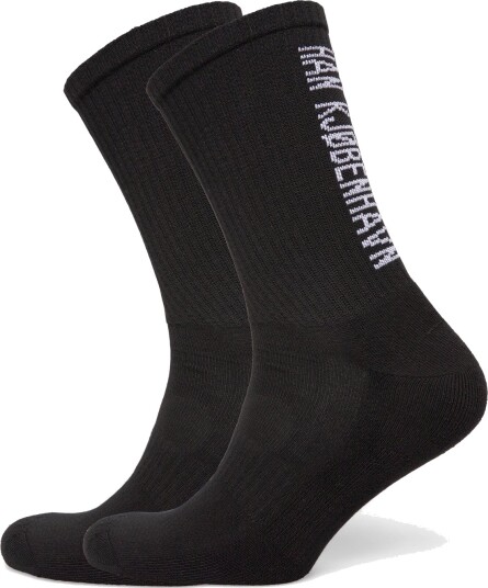 HAN Kjøbenhavn 2 Pack Logo Socks Black 39 42