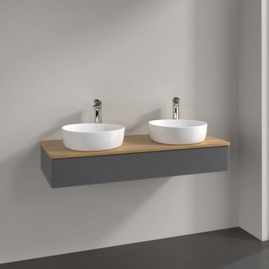 Villeroy & Boch Antao Servantskap med 1 skuff 120x50x19 cm m/lys Antrasitt/Eik Villeroy & Boch Antao Servantskap med 1 skuff 120x50x19 cm m/lys Antrasitt/Eik